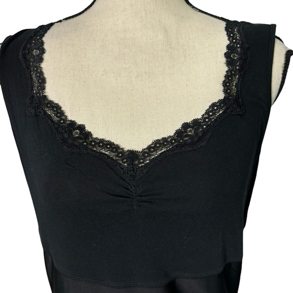 Jockey Tank Top XXXL Tall Black‎ Compression Lace Trim V Neck - Picture 2 of 9